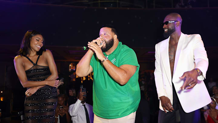 NBA legend Dwyane Wade, DJ Khaled, and acclaimed actress Gabrielle Union-Wade party at a private James Bond-themed event celebrating Wade's Miami Heat statue unveiling NBA legend Dwyane Wade, DJ Khaled, and acclaimed actress Gabrielle Union-Wade party at a private James Bond-themed event celebrating Wade's Miami Heat statue unveiling
