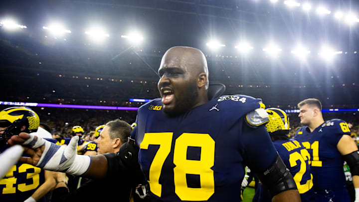 Michigan Wolverines offensive lineman Myles Hinton (78) Mandatory Credit: Mark J. Rebilas-Imagn Images