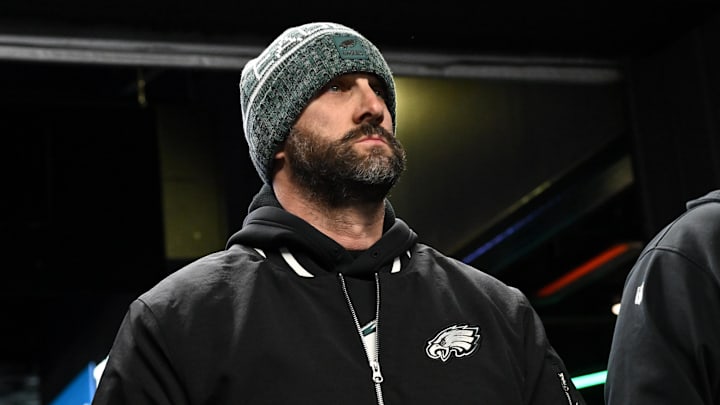 Nov 28, 2025; Philadelphia, Pennsylvania, USA; Philadelphia Eagles head coach Nick Sirianni walks through the tunnel for warmups prior to the game against the Chicago Bears at Lincoln Financial Field. 