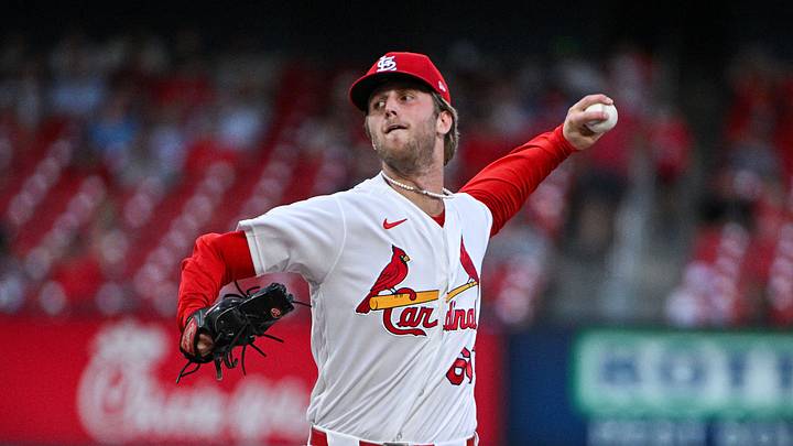 Sep 14, 2026; St. Louis, Missouri, USA; St. Louis Cardinals starting pitcher Quinn Mathews (60) throws against the San Francisco Giants during the first inning at Busch Stadium. Mandatory Credit: Jeff Curry-Imagn Images