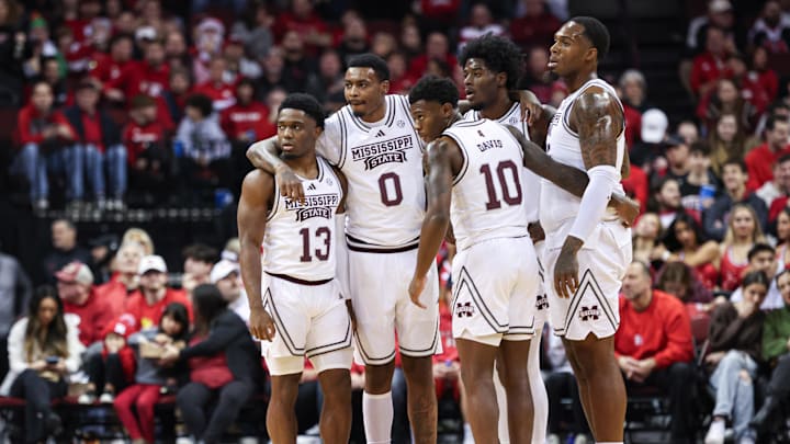 Dec 23, 2023; Newark, NY, USA; Mississippi State Bulldogs guard Josh Hubbard (13) and forward D.J.