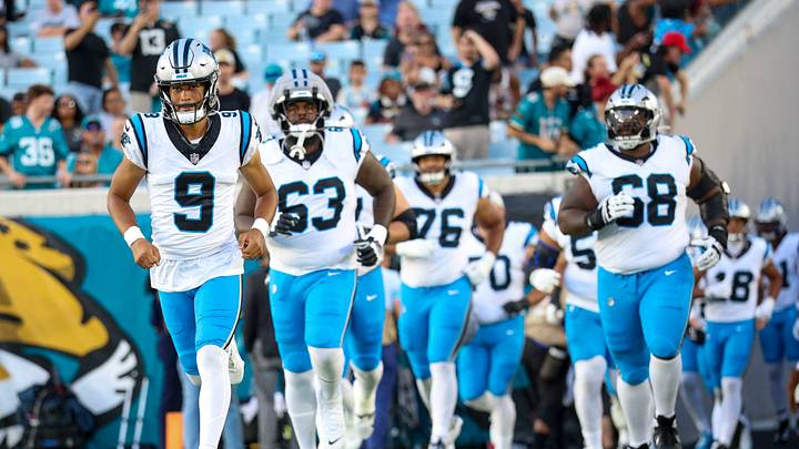 Aug 21, 2026; Jacksonville, Florida, USA; Carolina Panthers quarterback Bryce Young (9) leads the team out of the locker room before a preseason game against the Jacksonville Jaguars at EverBank Stadium. Mandatory Credit: Nathan Ray Seebeck-Imagn Images Aug 21, 2026; Jacksonville, Florida, USA; Carolina Panthers quarterback Bryce Young (9) leads the team out of the locker room before a preseason game against the Jacksonville Jaguars at EverBank Stadium. Mandatory Credit: Nathan Ray Seebeck-Imagn Images