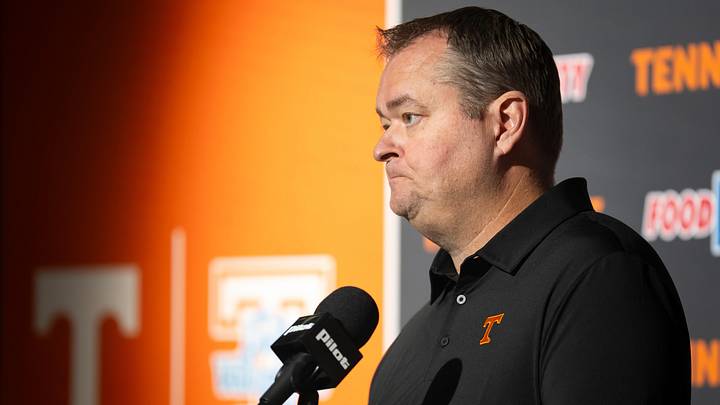 Tennessee coach Josh Heupel speaks to the media during Tennessee football’s media day on Aug. 4, 2026. Tennessee coach Josh Heupel speaks to the media during Tennessee football’s media day on Aug. 4, 2026.