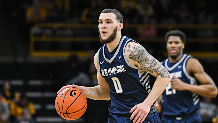 New Hampshire Wildcats transfer guard Sami Pissis (0) has heard from a handful of schools since entering the transfer portal.