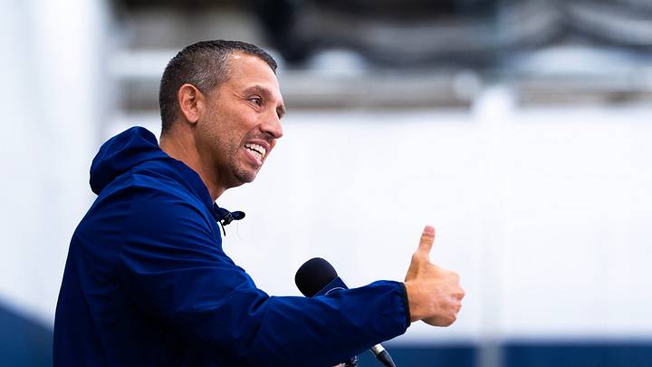 Penn State Nittany Lions football coach Matt Campbell answers a question during a press conference in Holuba Hall. Penn State Nittany Lions football coach Matt Campbell answers a question during a press conference in Holuba Hall.