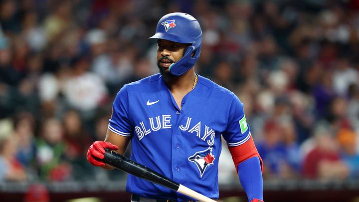 Apr 19, 2026; Phoenix, Arizona, USA; Toronto Blue Jays outfielder Eloy Jimenez against the Arizona Diamondbacks at Chase Field. Mandatory Credit: Mark J. Rebilas-Imagn Images Apr 19, 2026; Phoenix, Arizona, USA; Toronto Blue Jays outfielder Eloy Jimenez against the Arizona Diamondbacks at Chase Field. Mandatory Credit: Mark J. Rebilas-Imagn Images