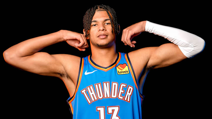 Ousmane Dieng is pictured during the Thunder media day at the Paycom Center in Oklahoma City, on Monday, Sept. 30, 2024. Ousmane Dieng is pictured during the Thunder media day at the Paycom Center in Oklahoma City, on Monday, Sept. 30, 2024.
