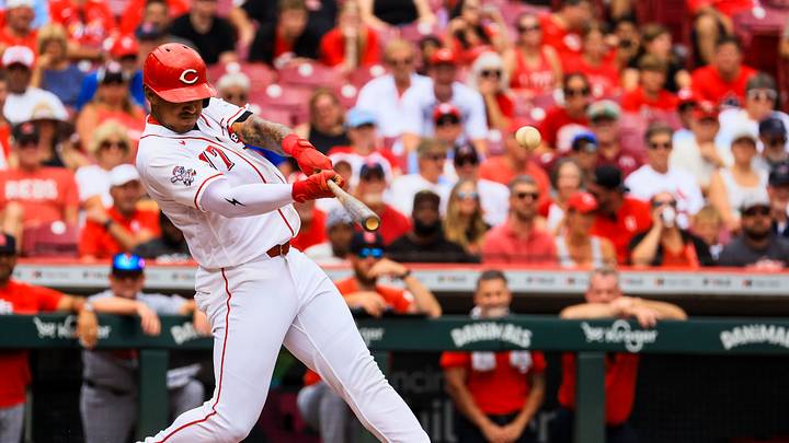 Aug 17, 2026; Cincinnati, Ohio, USA; Cincinnati Reds outfielder Dane Myers (17) hits a single in the second inning against the St. Louis Cardinals at Great American Ball Park. Mandatory Credit: Katie Stratman-Imagn Images Aug 17, 2026; Cincinnati, Ohio, USA; Cincinnati Reds outfielder Dane Myers (17) hits a single in the second inning against the St. Louis Cardinals at Great American Ball Park. Mandatory Credit: Katie Stratman-Imagn Images