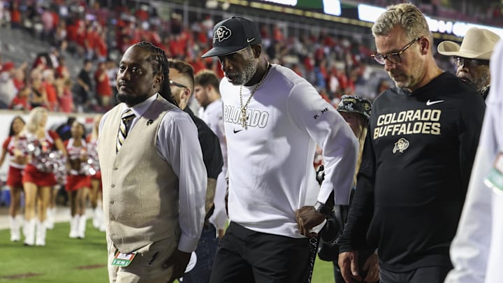 Sep 12, 2025; Houston, Texas, USA; Colorado Buffaloes head coach Deion Sanders walks off the field after the game against the Houston Cougars at TDECU Stadium. Mandatory Credit: Troy Taormina-Imagn Images Sep 12, 2025; Houston, Texas, USA; Colorado Buffaloes head coach Deion Sanders walks off the field after the game against the Houston Cougars at TDECU Stadium. Mandatory Credit: Troy Taormina-Imagn Images
