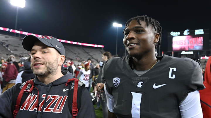 Nov 17, 2023; Pullman, Washington, USA; Washington State Cougars quarterback Cameron Ward (1)