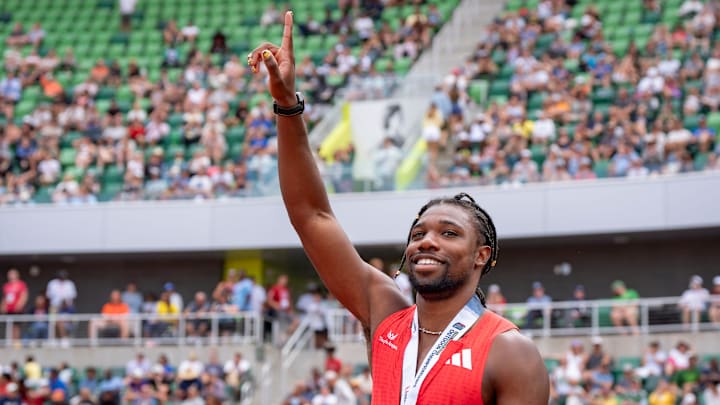 Noah Lyles won the 200 meters at the USA Track and Field Championships but got into a confrontation with runner-up Kenny Bednarek after.
