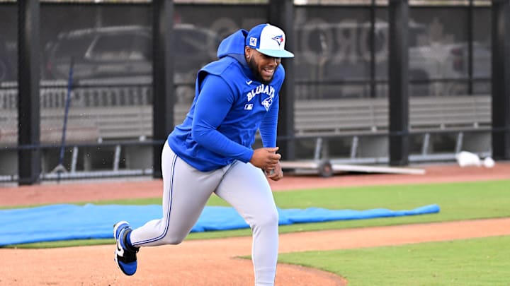 Toronto Blue Jays infielder Vladimir Guerrero Jr. (27) runs the bases during spring training at Cecil B. Englebert Complex on Feb 17.