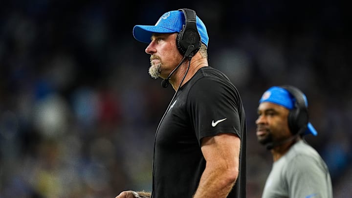 Detroit Lions head coach Dan Campbell gave an impassioned locker room speech following the team's victory over the Seattle Seahawks. Detroit Lions head coach Dan Campbell gave an impassioned locker room speech following the team's victory over the Seattle Seahawks.