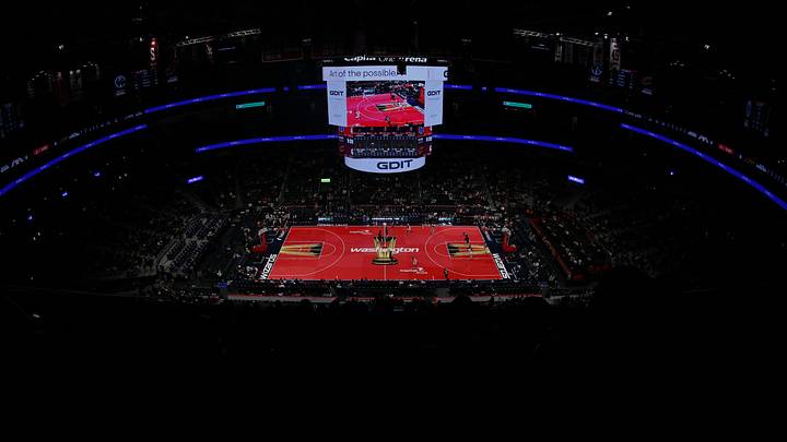 Nov 7, 2025; Washington, District of Columbia, USA; A view of the court during the game between the Washington Wizards and Cleveland Cavaliers in the first half in an Emirates NBA Cup game at Capital One Arena. Mandatory Credit: Geoff Burke-Imagn Images Nov 7, 2025; Washington, District of Columbia, USA; A view of the court during the game between the Washington Wizards and Cleveland Cavaliers in the first half in an Emirates NBA Cup game at Capital One Arena. Mandatory Credit: Geoff Burke-Imagn Images