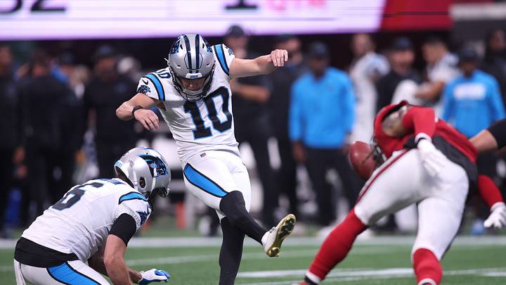 Sep 20, 2026; Atlanta, Georgia, USA; Carolina Panthers place kicker Ryan Fitzgerald (10) kicks a field goal during the first quarter against the Atlanta Falcons at Mercedes-Benz Stadium. Mandatory Credit: Brett Davis-Imagn Images Sep 20, 2026; Atlanta, Georgia, USA; Carolina Panthers place kicker Ryan Fitzgerald (10) kicks a field goal during the first quarter against the Atlanta Falcons at Mercedes-Benz Stadium. Mandatory Credit: Brett Davis-Imagn Images