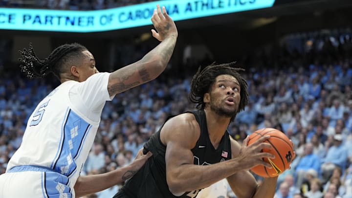 Feb 17, 2024; Chapel Hill, North Carolina, USA; Virginia Tech Hokies forward Mylyjael Poteat (34)