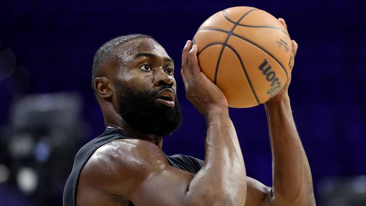 Apr 30, 2026; Philadelphia, Pennsylvania, USA; Boston Celtics guard Jaylen Brown warms up before a game against the Philadelphia 76ers at Xfinity Mobile Arena. Mandatory Credit: Bill Streicher-Imagn Images Apr 30, 2026; Philadelphia, Pennsylvania, USA; Boston Celtics guard Jaylen Brown warms up before a game against the Philadelphia 76ers at Xfinity Mobile Arena. Mandatory Credit: Bill Streicher-Imagn Images
