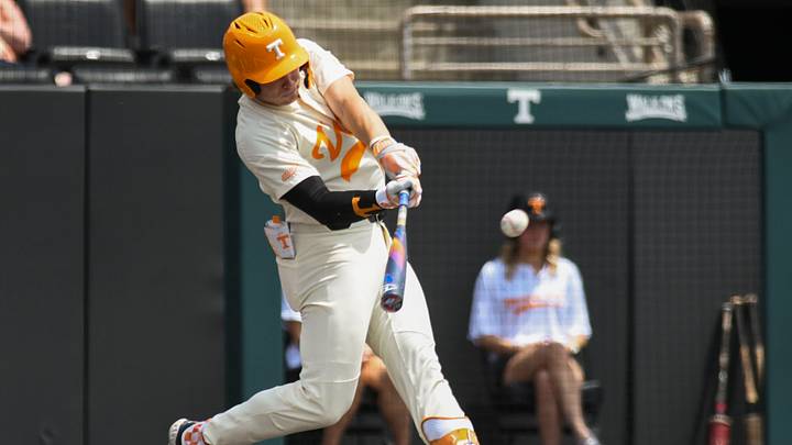 Tennessee's Billy Amick (11) hits the ball during a NCAA baseball game at Lindsey Nelson Stadium on Saturday, May 18, 2024. Tennessee won 4-1 against South Carolina. Tennessee's Billy Amick (11) hits the ball during a NCAA baseball game at Lindsey Nelson Stadium on Saturday, May 18, 2024. Tennessee won 4-1 against South Carolina.