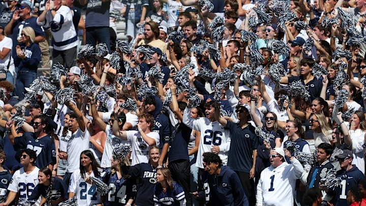 Penn State football fans cheer during the third quarter against the Bowling Green Falcons at Beaver Stadium. Penn State football fans cheer during the third quarter against the Bowling Green Falcons at Beaver Stadium.
