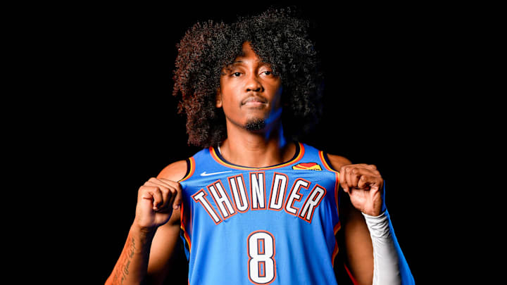 Jalen Williams is pictured during the Thunder media day at the Paycom Center in Oklahoma City, on Monday, Sept. 30, 2024.