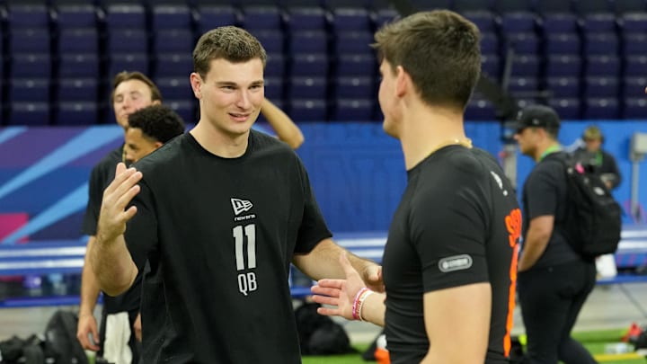 Indiana quarterback Fernando Mendoza (left) and Alabama quarterback Ty Simpson (right) are often considered the top two signal-callers in this year's draft.