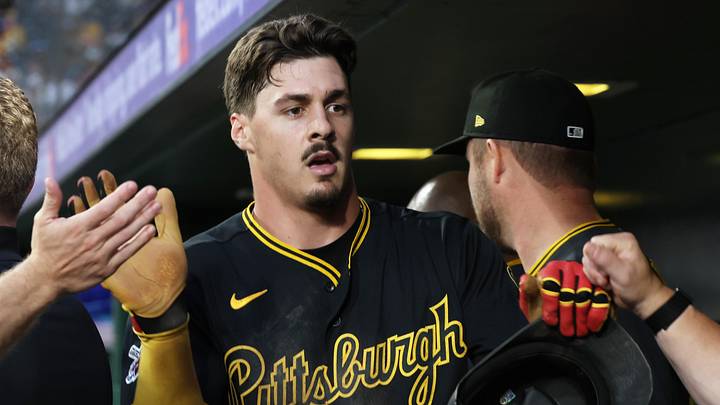May 26, 2026; Pittsburgh, Pennsylvania, USA; Pittsburgh Pirates shortstop Konnor Griffin (6) celebrates in the dugout after scoring a run against the Chicago Cubs during the sixth inning at PNC Park. Mandatory Credit: Charles LeClaire-Imagn Images May 26, 2026; Pittsburgh, Pennsylvania, USA; Pittsburgh Pirates shortstop Konnor Griffin (6) celebrates in the dugout after scoring a run against the Chicago Cubs during the sixth inning at PNC Park. Mandatory Credit: Charles LeClaire-Imagn Images