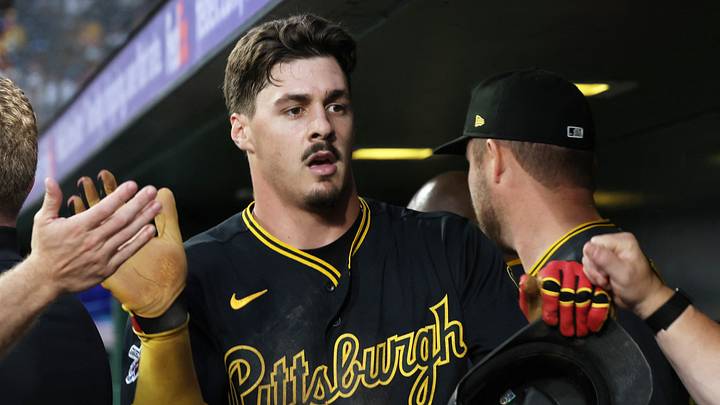 May 26, 2026; Pittsburgh, Pennsylvania, USA; Pittsburgh Pirates shortstop Konnor Griffin (6) celebrates in the dugout after scoring a run against the Chicago Cubs during the sixth inning at PNC Park. Mandatory Credit: Charles LeClaire-Imagn Images May 26, 2026; Pittsburgh, Pennsylvania, USA; Pittsburgh Pirates shortstop Konnor Griffin (6) celebrates in the dugout after scoring a run against the Chicago Cubs during the sixth inning at PNC Park. Mandatory Credit: Charles LeClaire-Imagn Images