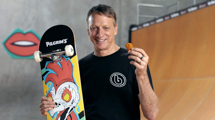Tony Hawk with the signature Bawk Board