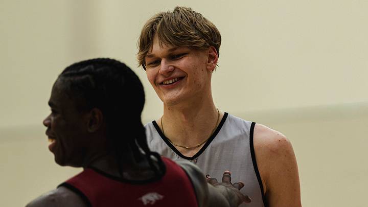 Arkansas Razorbacks power forward Miikka Muurinen during practice. Arkansas Razorbacks power forward Miikka Muurinen during practice.