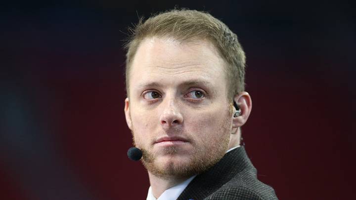 Dec 28, 2019; Atlanta, Georgia, USA; ESPN commentator Greg McElroy looks on before the 2019 Peach Bowl college football playoff semifinal game between the LSU Tigers and the Oklahoma Sooners at Mercedes Benz Stadium. Mandatory Credit: Brett Davis-USA TODAY Sports Dec 28, 2019; Atlanta, Georgia, USA; ESPN commentator Greg McElroy looks on before the 2019 Peach Bowl college football playoff semifinal game between the LSU Tigers and the Oklahoma Sooners at Mercedes Benz Stadium. Mandatory Credit: Brett Davis-USA TODAY Sports