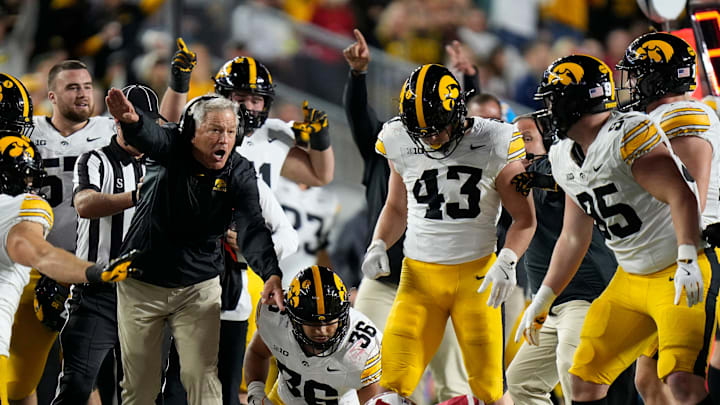 Iowa Hawkeyes defensive back Zach Lutmer (6) recovers the fumble during the first half of the game against the Wisconsin Badgers on Saturday October 11, 2025 at Camp Randall in Madison, Wisconsin.