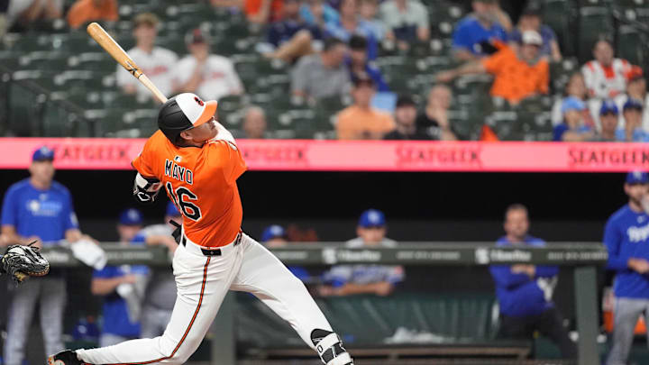  Baltimore Orioles third baseman Coby Mayo (16) against the Kansas City Royals during the seventh inning at Oriole Park at Camden Yards on May 3.