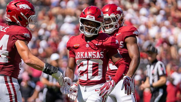 Arkansas Razorbacks cornerback Joker Johnson reacts after making a tackle against the Georgia Bulldogs. Arkansas Razorbacks cornerback Joker Johnson reacts after making a tackle against the Georgia Bulldogs.