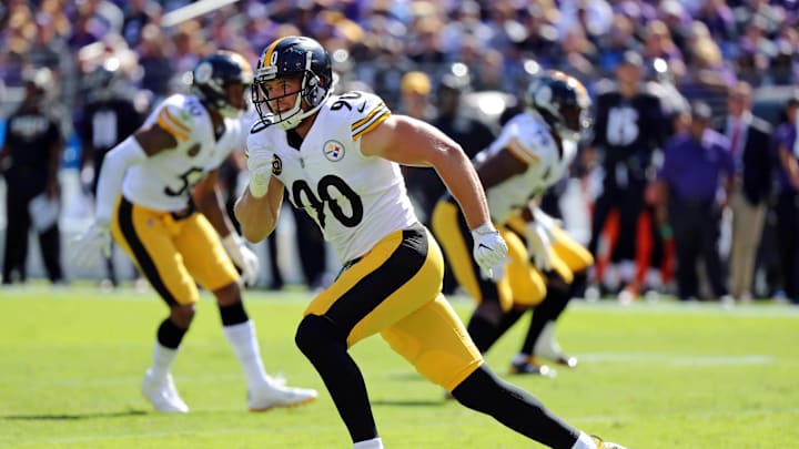 Oct 1, 2017; Baltimore, MD, USA; Pittsburgh Steelers linebacker TJ Watt (90) defends a pass against the Baltimore Ravens at M&T Bank Stadium. Mandatory Credit: Mitch Stringer-Imagn Images Oct 1, 2017; Baltimore, MD, USA; Pittsburgh Steelers linebacker TJ Watt (90) defends a pass against the Baltimore Ravens at M&T Bank Stadium. Mandatory Credit: Mitch Stringer-Imagn Images