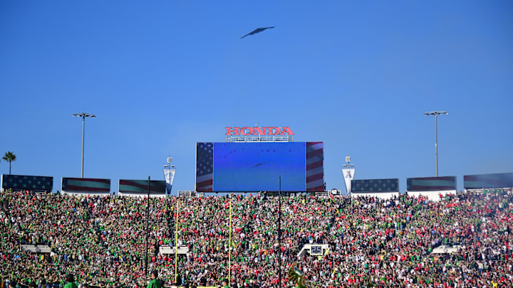The annual Rose Bowl flyover went as planned in 2025, but is in jeopardy after a pregame cancellation in 2026.