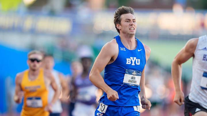 BYU’s Ben Barton charges in the decathlon 1,500 on his way to winning the decathlon during the NCAA Outdoor Track & Field Championships on June 11, 2026, at Hayward Field in Eugene, Oregon.