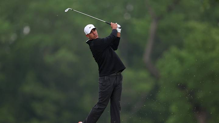 Brooks Koepka plays his shot on the tenth hole during the first round of the PGA Championship golf tournament at Aronimink Golf Club Brooks Koepka plays his shot on the tenth hole during the first round of the PGA Championship golf tournament at Aronimink Golf Club
