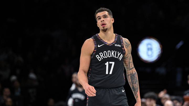 Dec 21, 2025; Brooklyn, New York, USA; Brooklyn Nets forward Michael Porter Jr. (17) reacts after making a shot against the Toronto Raptors during the first half at Barclays Center. Mandatory Credit: John Jones-Imagn Images Dec 21, 2025; Brooklyn, New York, USA; Brooklyn Nets forward Michael Porter Jr. (17) reacts after making a shot against the Toronto Raptors during the first half at Barclays Center. Mandatory Credit: John Jones-Imagn Images