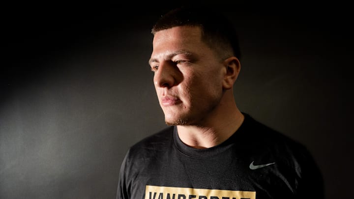 Diego Pavia stands for a portrait at McGugin Center in Nashville on Friday, Dec. 19, 2025.