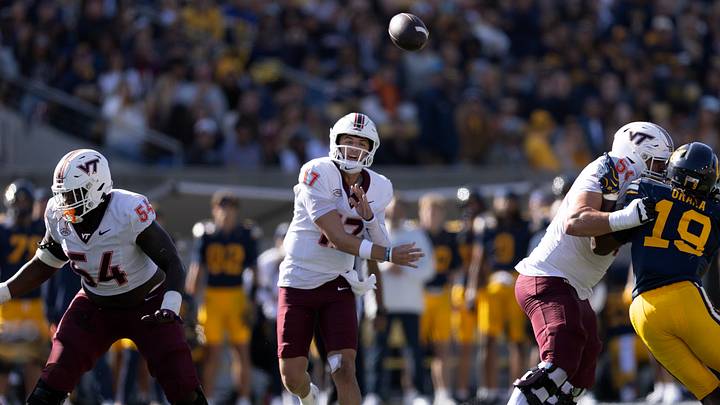 Oct 10, 2026; Berkeley, California, USA; Virginia Tech Hokies quarterback Ethan Grunkemeyer (17) passes against the California Golden Bears during the fourth quarter at California Memorial Stadium. Mandatory Credit: D. Ross Cameron-Imagn Images Oct 10, 2026; Berkeley, California, USA; Virginia Tech Hokies quarterback Ethan Grunkemeyer (17) passes against the California Golden Bears during the fourth quarter at California Memorial Stadium. Mandatory Credit: D. Ross Cameron-Imagn Images