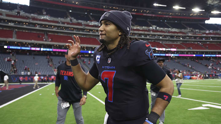Oct 26, 2025; Houston, Texas, USA; Houston Texans quarterback C.J. Stroud (7) jogs off the field after the game against the San Francisco 49ers at NRG Stadium. Mandatory Credit: Troy Taormina-Imagn Images Oct 26, 2025; Houston, Texas, USA; Houston Texans quarterback C.J. Stroud (7) jogs off the field after the game against the San Francisco 49ers at NRG Stadium. Mandatory Credit: Troy Taormina-Imagn Images