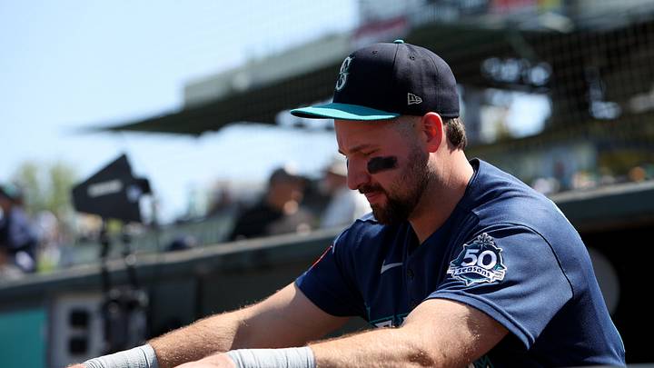Sep 13, 2026; West Sacramento, California, USA;  Seattle Mariners designated hitter Cal Raleigh (29) stretches before the start of a game against the Athletics at Sutter Health Park.  Mandatory Credit: Dennis Lee-Imagn Images