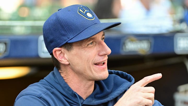 Oct 1, 2023; Milwaukee, Wisconsin, USA;  Milwaukee Brewers manager Craig Counsell looks on before