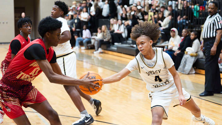 Greene County's Jacorey Minnifield (10) makes a steal against Sipsey Valley's Gavin Nalls (4) at Sipsey Valley High School.