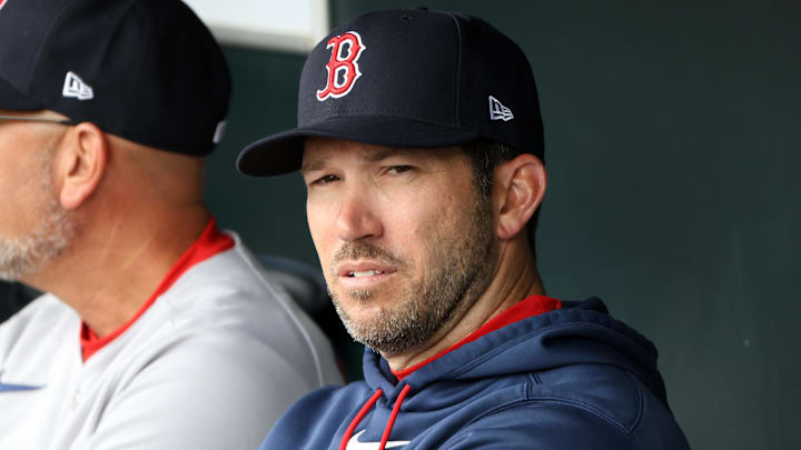 Apr 26, 2026; Baltimore, Maryland, USA; Boston Red Sox Interim Manager Chad Tracy looks on before a game against the Baltimore Orioles at Oriole Park at Camden Yards. Mandatory Credit: Daniel Kucin Jr.-Imagn Images