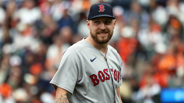 Apr 25, 2026; Baltimore, Maryland, USA; Boston Red Sox pitcher Garrett Crochet (35) looks on during the sixth inning against the Baltimore Orioles at Oriole Park at Camden Yards. Mandatory Credit: Daniel Kucin Jr.-Imagn Images