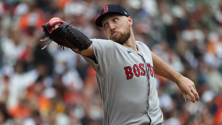 Apr 25, 2026; Baltimore, Maryland, USA; Boston Red Sox pitcher Garrett Crochet (35) throws during the first inning against the Baltimore Orioles at Oriole Park at Camden Yards. Mandatory Credit: Daniel Kucin Jr.-Imagn Images