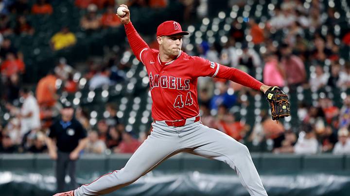 Aug 5, 2026; Baltimore, Maryland, USA; Los Angeles Angels pitcher Ben Joyce (44) throws during the seventh inning against the Baltimore Orioles at Oriole Park at Camden Yards. Mandatory Credit: Daniel Kucin Jr.-Imagn Images Aug 5, 2026; Baltimore, Maryland, USA; Los Angeles Angels pitcher Ben Joyce (44) throws during the seventh inning against the Baltimore Orioles at Oriole Park at Camden Yards. Mandatory Credit: Daniel Kucin Jr.-Imagn Images