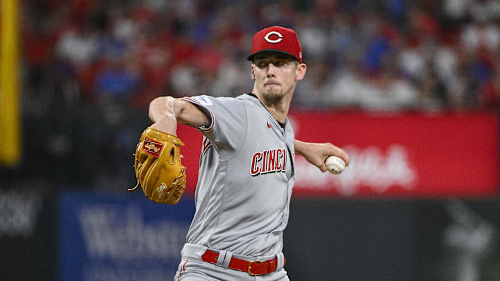 Sep 29, 2023; St. Louis, Missouri, USA; Cincinnati Reds starting pitcher Brandon Williamson (55) pitches against the St. Louis Cardinals during the first inning at Busch Stadium. Mandatory Credit: Jeff Curry-Imagn Images Sep 29, 2023; St. Louis, Missouri, USA; Cincinnati Reds starting pitcher Brandon Williamson (55) pitches against the St. Louis Cardinals during the first inning at Busch Stadium. Mandatory Credit: Jeff Curry-Imagn Images