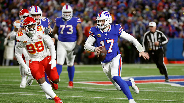 Buffalo Bills quarterback Josh Allen (17) rushed for 72 yards.